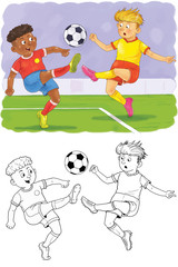 Football. Soccer. Coloring page. Illustration for children. 