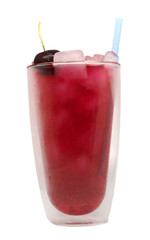 Soft drink red Cherry in the glass