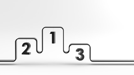 Empty winners podium on white background. 3D rendering.
