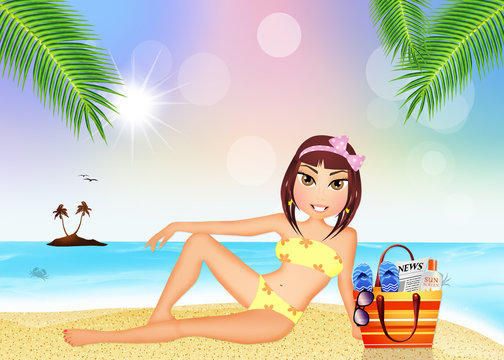 girl sunbathing on the beach