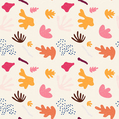 Modern vector seamless pattern with abstract organic and floral shapes.
