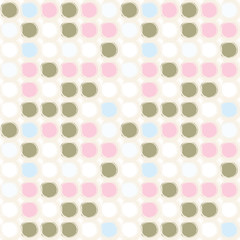 Abstract vector geometric seamless pattern with brush stroke circles  in soft pastel colors.