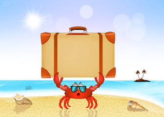 crab with suitcase