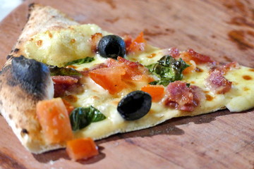 Slice of pizza with olives