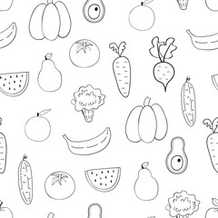 Vegetables, fruits seamless pattern