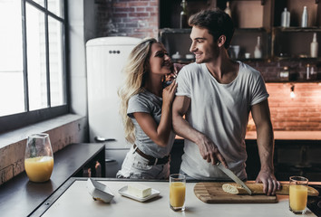 Couple on kitchen
