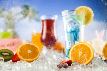 Variety of cold drinks, Summer  