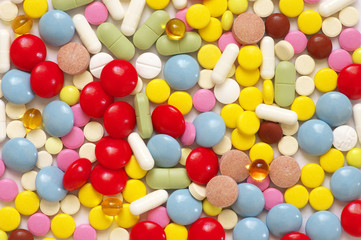Heap of colorful pills