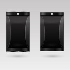 Black blank foil bag packaging mock up vector Illustration eps10