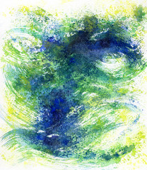 Artistic watercolor green blue and yellow background