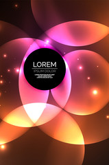 Glowing shiny overlapping circles composition on dark background