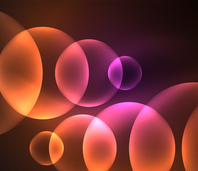 Glowing shiny overlapping circles composition on dark background