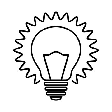 Bulb line icon. Shining light bulb with rays. Suitable for idea, invention or discovery concept sign. Vector Illustration