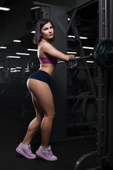 Obraz na płótnie Canvas Young sexy girl posing in gym.