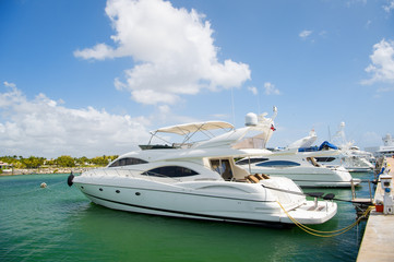 Fototapeta premium luxury yachts docked in the port