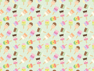 pattern of cute kawaii style ice cream bars