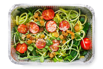 Healthy lunch box, diet concept. Salad