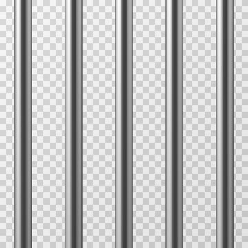 Realistic Metal Prison Bars. Jailhouse Grid Isolated Vector Illustration