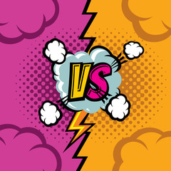 Versus vector cartoon comic book background. Fighting duel championship retro art