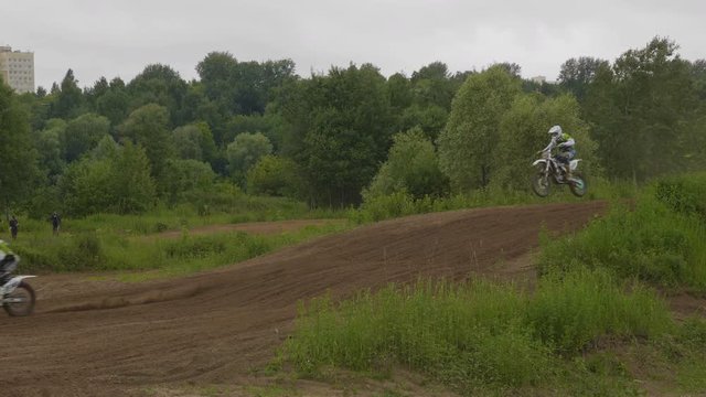 Motorcyclist at the European Championship in motocross in Russia. UltraHD stock footage.