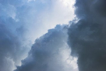 white clouds against the blue sky on a sunny summer day.