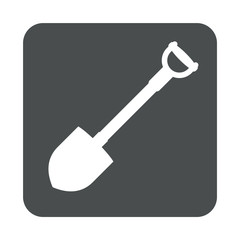 Icono plano pala en cuadrado gris
