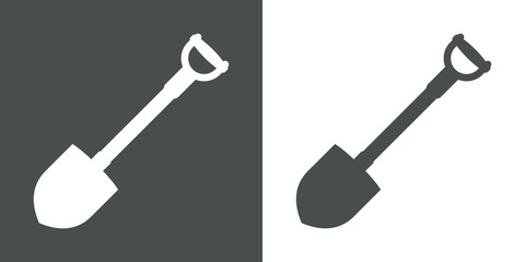 Icono plano pala gris y blanco