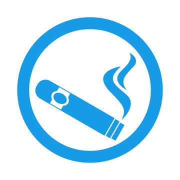 Icono plano puro con humo en circulo color azul