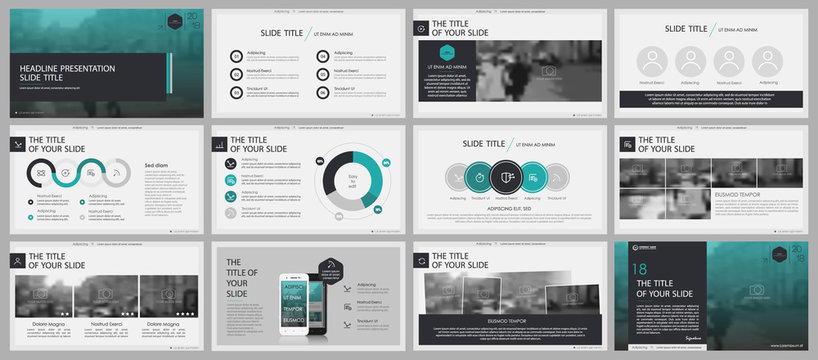 Blue green and gray elements for infographics on a white background. Presentation templates. Use in presentation, flyer and leaflet, corporate report, marketing, advertising, annual report, banner.