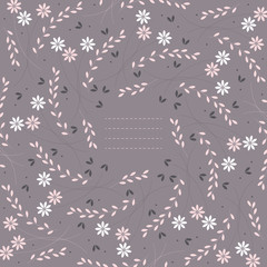 Cute frame with chamomile flowers and leaves