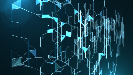 Abstract futuristic geometry and web connection on dark background