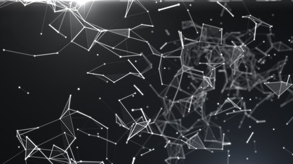 Abstract futuristic geometry and web connection on dark background