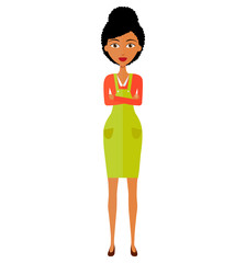 African business woman with arms crossed isolated on white background vector.