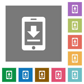 Mobile download square flat icons