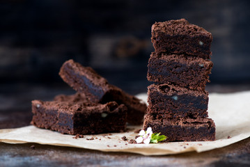 Chocolate brownie close-up