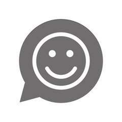 Graue Sprechblase rund - Smiley glücklich