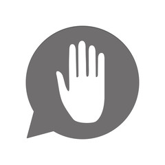 Fototapeta premium Graue Sprechblase rund - Hand Warnung