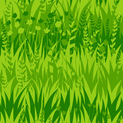 Summer green grass seamless pattern background. Vector eco, nature design wallpaper