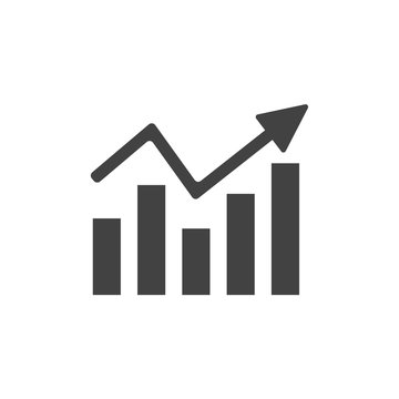 Chart icon, arrow go up, bar graph. Flat style icon. Vector illustration