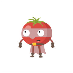 tomato super hero flat illustration