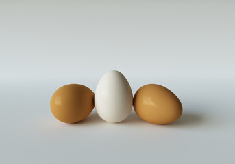 3D rendering, 3 different eggs