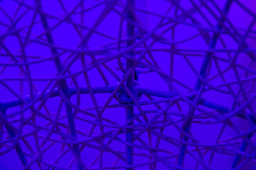 Texture of plastic rattan straw chair on color background