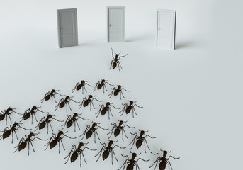3D rendering, A set of ants  for leadership