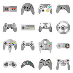 Different game controllers. Vector illustrations set of computer joy sticks © ONYXprj
