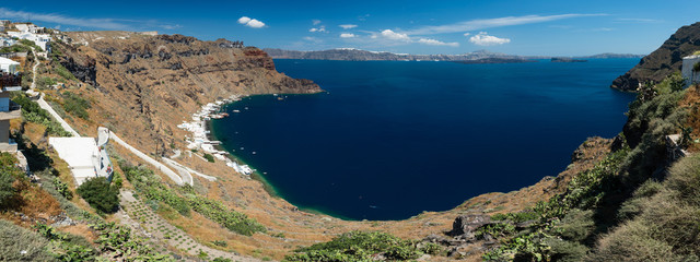 Panoramic view of Aegean sea from Manolas village on Therasia island, Greece