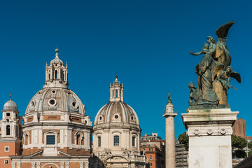 Fototapeta na wymiar Domes of historic buildings in Rome