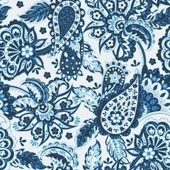 Wall murals Paisley Floral seamless pattern with paisley ornament. 