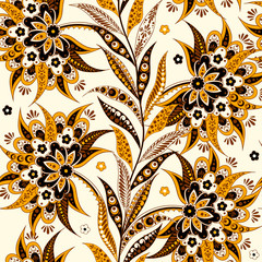 Naklejka na ściany i meble folkloric flowers seamless pattern. ethnic floral vector ornament