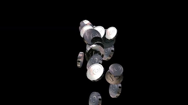 4k Silver golden coins falling down background,economic gold money currency success finance rich wealth,commercial wealthy cash backdrop.