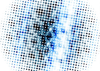 Geometric technological digital abstract modern blue circle halftone background vector